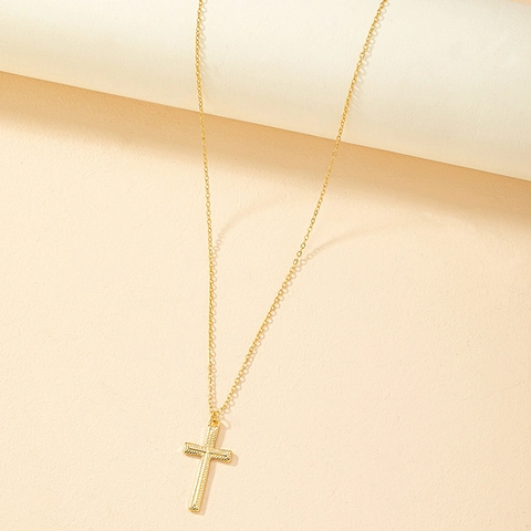 Collana Con Ciondolo A Croce Strutturata Semplice Lega Metallo Gioielli Geometrici Donna Gioielli Moda Tendenza Accessorio