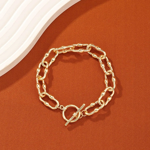 Bracelet À Maillons Épais En Alliage Fermoir À Bascule Minimaliste Géométrique Boucle OT Style Punk Bijoux Mode Femmes