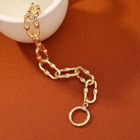 Bracelet À Maillons Épais En Alliage Fermoir À Bascule Minimaliste Géométrique Boucle OT Style Punk Bijoux Mode Femmes