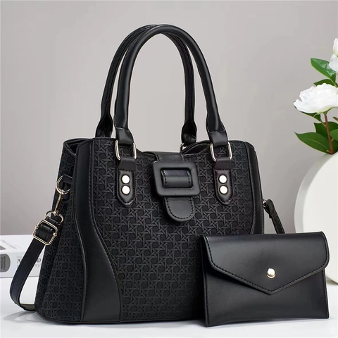 Women Handbag And Envelope Clutch PU Leather Embossed Woven Large Capacity Shoulder Tote Bag For Daily Work Elegant