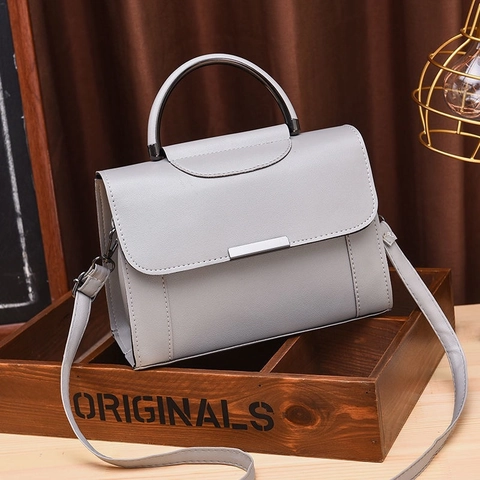 Women Top Handle Shoulder Bag PU Leather Small Square Flap Crossbody Purse Fashionable Korean Style Solid Patterned
