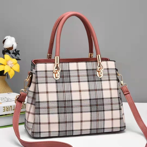 Borsa A Tracolla Con Stampa A Traliccio Pelle PU Elegante Borsa A Mano A Quadri Per Donna Borsa A Tracolla Vintage Con Tracolla Regolabile