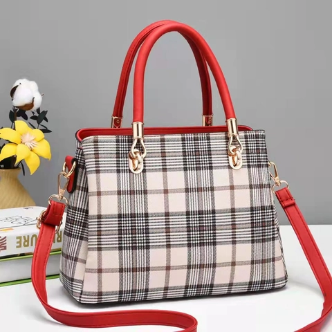 Borsa A Tracolla Con Stampa A Traliccio Pelle PU Elegante Borsa A Mano A Quadri Per Donna Borsa A Tracolla Vintage Con Tracolla Regolabile