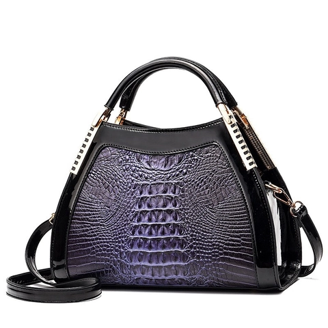 Large Capacity Crocodile Pattern PU Leather Handbag For Women Vintage Tote Bag With Gold Hardware Shoulder Crossbody Bag