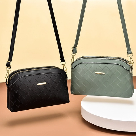 Women PU Leather Quilted Crossbody Bag Multi Compartment Shoulder Purse Fashion Small Square Handbag For Daily Use