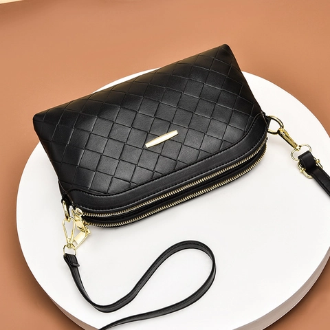 Women PU Leather Quilted Crossbody Bag Multi Compartment Shoulder Purse Fashion Small Square Handbag For Daily Use