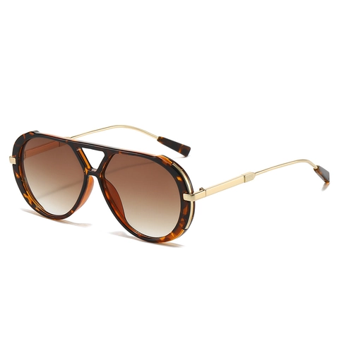 Occhiali Da Sole Aviator Moda Retro Oversized Montatura PC Metallo Doppio Ponte Lenti Sfumate Protezione UV400 Donna