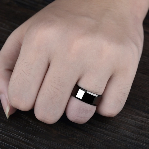 Minimalist Stainless Steel Band Ring Mirror Polished Beveled Edge Unisex Industrial Style Plain Band Couple Rings