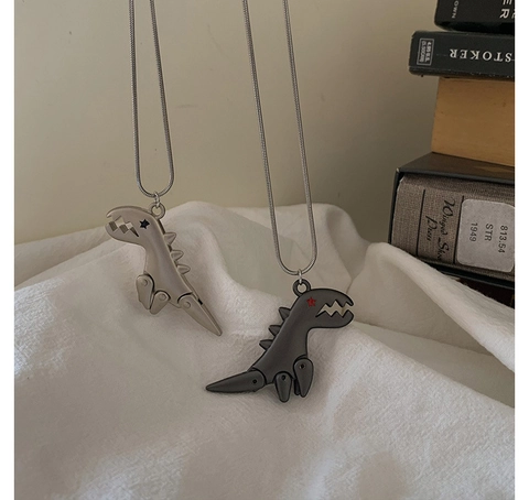 Collar Con Colgante De Dinosaurio De Aleación Vintage Articulaciones Móviles Ojo De Estrella Cadena Serpiente