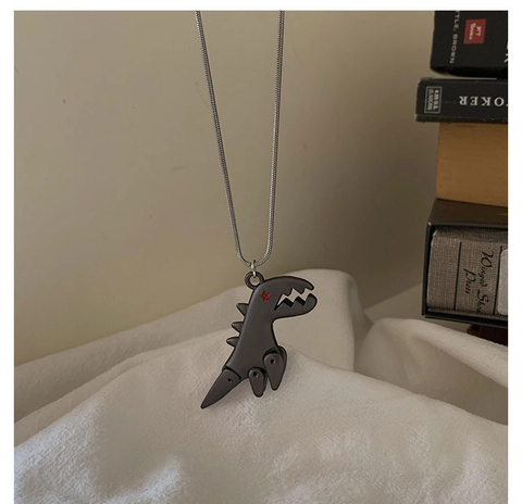 Collar Con Colgante De Dinosaurio De Aleación Vintage Articulaciones Móviles Ojo De Estrella Cadena Serpiente