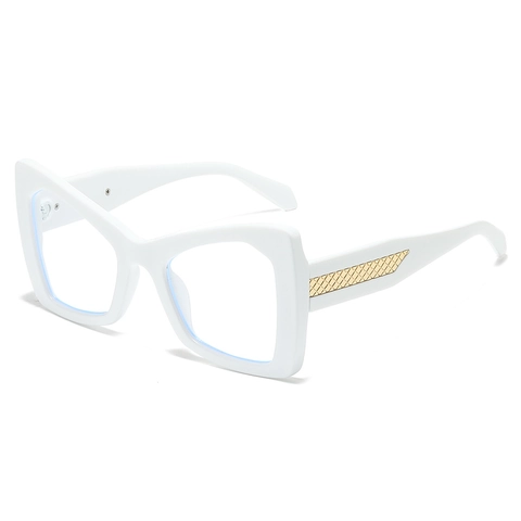 Occhiali Anti-Luce Blu Cat Eye Montura In PC Con Decorazione In Metallo Intrecciato Montatura Grande Retro Di Moda Per Donna Uomo