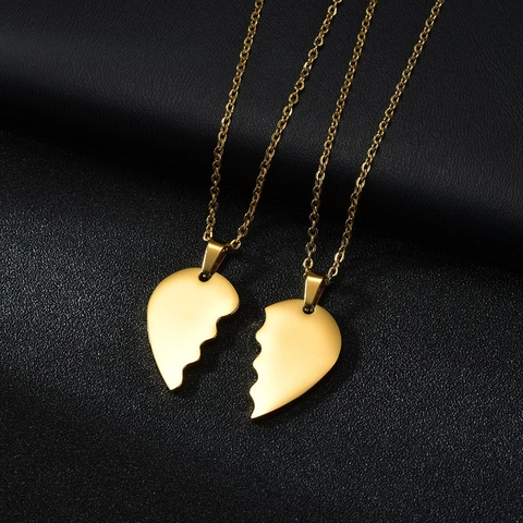 Collares Colgante Corazón Empalme Acero Inoxidable Parejas Amistad Joyería Minimalista Pulido Regalo Romántico