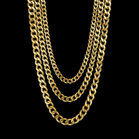Cuban Link Chain Necklace Stainless Steel Polished Flat Curb Hip Hop Streetwear Punk Jewelry For Men Women