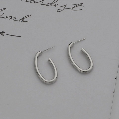 Pendientes De Aro Ovalados Minimalistas Cobre Pulido Tachuelas Geométricas Huecas Para Mujer Estilo Ins Joyería Simple
