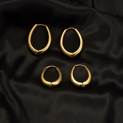 Orecchini A Cerchio Ovali Minimalisti Rame Lucidato A Specchio Geometrico A Forma Di U Gioielli Per Donne Elegante Moderno Chic