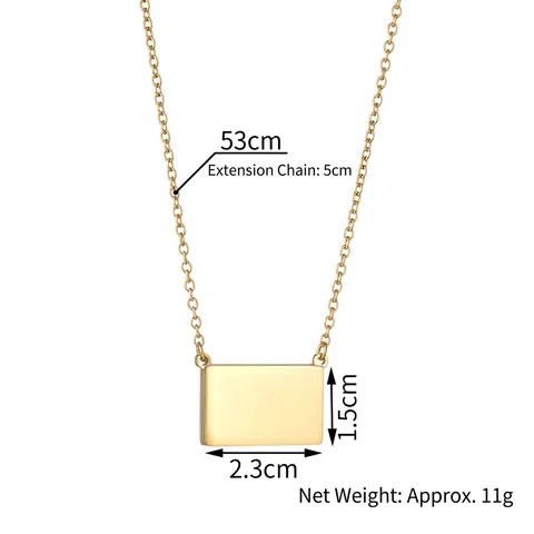 Collar Con Colgante De Acero Inoxidable Minimalista Placa Rectangular Diseño De Sobre Deslizante Joyería Moderna
