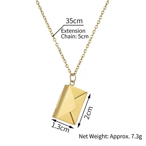 Collar Con Colgante De Sobre Acero Inoxidable Diseño De Carta De Amor Abrible Con Circón Joyería Elegante Para Mujer