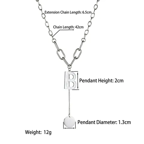 Collar Con Colgante De Letra B Acero Inoxidable Disco Redondo Cadena En Y Estilo Clip Joyería De Moda Minimalista Para Mujeres