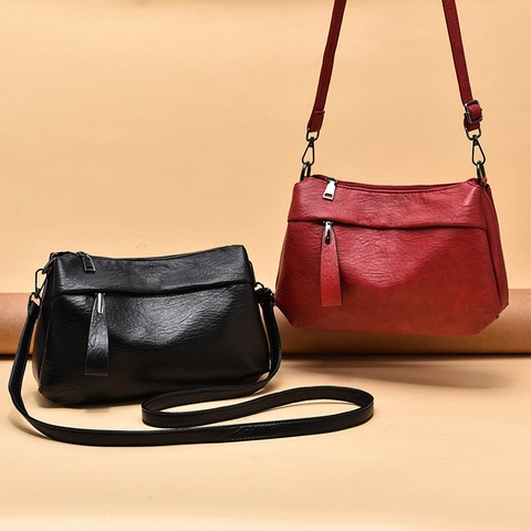 Umhängetasche Für Damen Weiches PU-Leder Retro Kleine Quadratische Schultertasche Mehrere Taschen Reißverschluss