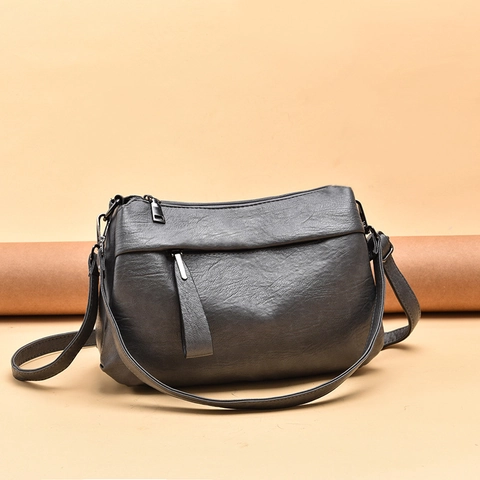 Umhängetasche Für Damen Weiches PU-Leder Retro Kleine Quadratische Schultertasche Mehrere Taschen Reißverschluss