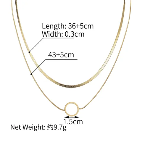 Collana A Doppio Strato In Acciaio Inossidabile Oro Catena A Serpente Pendente Cerchio Gioielli Minimalisti Da Donna