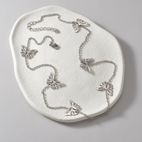 Collana Farfalla Acciaio Inossidabile Pendente Multi Farfalla Cavo Catena Regolabile Gioielli Minimalisti Per Donna