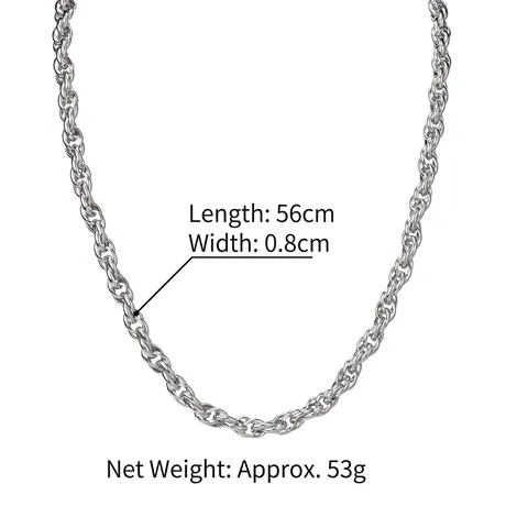 Chunky Seilkette Halskette Polierter Edelstahl Verdrehtes Glied Minimalistischer Hip Hop Punk Schmuck Für Damen Herren