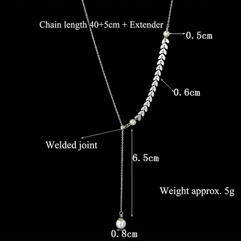 Collana Lariat A Forma Di Y Da Donna In Acciaio Inossidabile Design A Spiga Di Grano Perla Artificial Sintetica Stile Coreano Minimalista