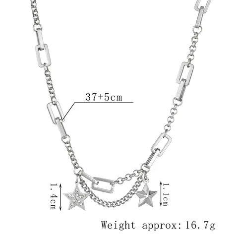 Collana Pendente Stella Pentagramma Acciaio Inossidabile Catena Splicing Zircone Intarsiato Catena Clavicola Gioielli Minimalisti Per Donne