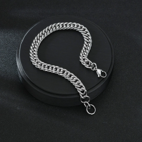 Bracciale A Catena Cubana In Acciaio Inossidabile Minimalista Hip Hop Punk Gioielli A Catena Con Chiusura A Moschettone