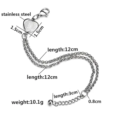 Bracelet Double Couche En Acier Inoxydable Pendentif Cœur Notre-Dame De Guadalupe Bijoux Religieux Femmes