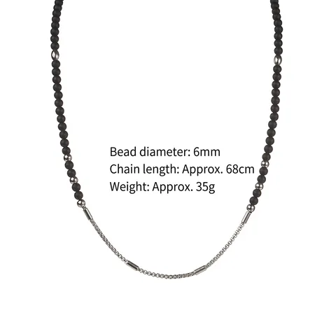 Stainless Steel Beaded Necklace Minimalist Black Matte Beads Industrial Style Chain Stitching Jewelry For Men Women