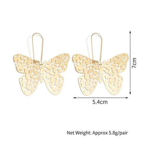Hollow Butterfly Drop Earrings Stainless Steel French INS Style Exaggerated Personality Jewelry Accessory For Women