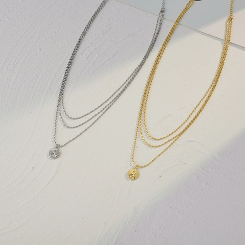 Collana Con Ciondolo Acciaio Inossidabile Multi Strato Moneta Tonda Rilievo Angelo Stile Retrò Per Donna