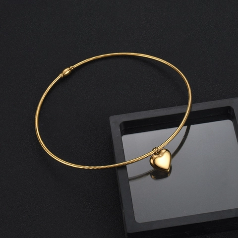 Collana Choker Con Pendente A Cuore Acciaio Inossidabile Placcato Oro Catena A Serpente Gioielli Vintage Per Donna