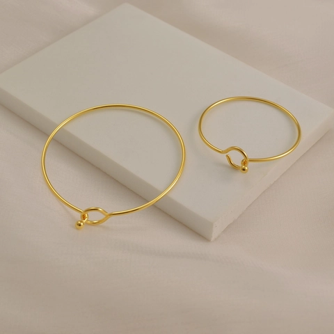 Bracciale Rigido Minimalista In Acciaio Inossidabile Con Chiusura A Sfera Stile Francese Per Donne E Bambini