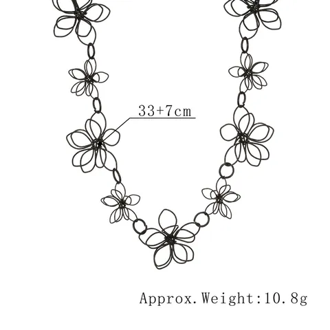 Zwarte Legering Holle Bloem Choker Ketting Franse Vintage Stijl Gothische Lotus Kettingen Voor Vrouwen