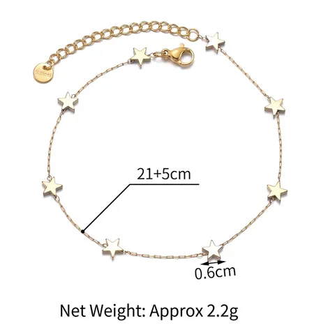 Minimalistisches Stern Charme Fußkettchen Edelstahl Vergoldet Nischendesign Fußschmuck Für Frauen Verstellbar