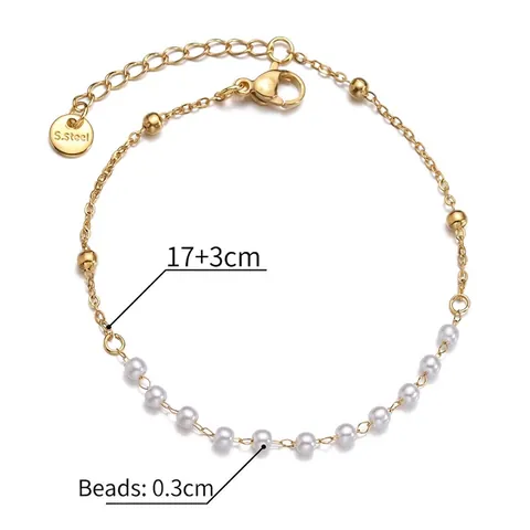 Bracciale In Acciaio Inossidabile Con Künstliche Perle Artificiali Placcato Oro Catena Regolabile Minimalista Per Donna Accessorio Elegante