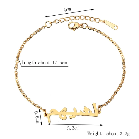 Arabische Kalligraphie Namensschild Armband Edelstahl Zierliche Gliederkette Modeschmuck Für Damen