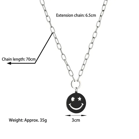 Smile Face Anhänger Halskette Edelstahl Stern Auge Streetwear Hip Hop Schmuck Für Herren Damen Trendig