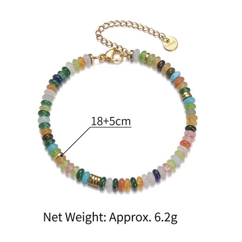 Pulsera Cuentas Acero Inoxidable Piedra Natural Color Macaron Estilo Francés Retro Joyería Mujeres Ajustable