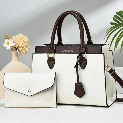 Borsa A Mano E Pochette Da Donna In Pelle PU Colori A Contrasto Stile Urbano Semplice Elegante Grande Capacità