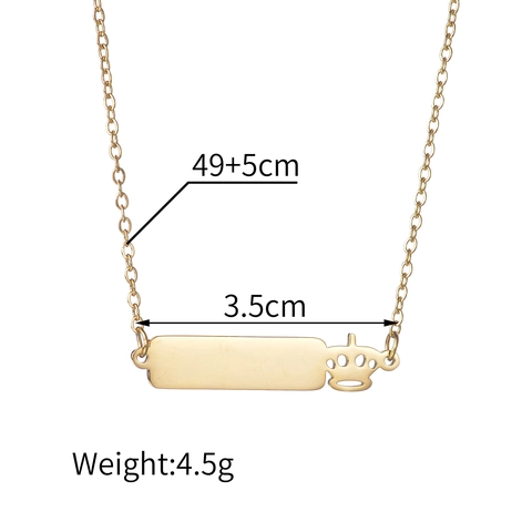Collar De Acero Inoxidable Para Mujer Minimalista Barra Rectangular Colgante De Corona Hueca Joyería Elegante