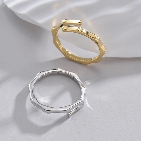 Anello Aperto Regolabile In Acciaio Inossidabile A Forma Di Nodo Di Bambù Minimalista Gioielli Da Dito Vintage