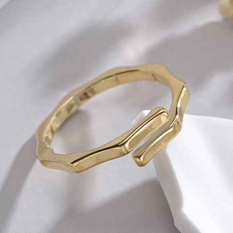 Anello Aperto Regolabile In Acciaio Inossidabile A Forma Di Nodo Di Bambù Minimalista Gioielli Da Dito Vintage