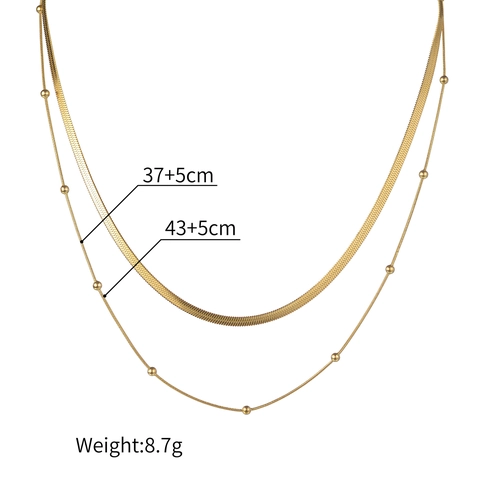 Collar De Varias Capas De Acero Inoxidable Para Mujer Cadena De Espiga Minimalista Y Cadena De Cuentas Joyería Elegante