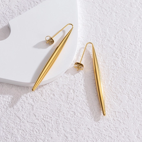 Minimalist Water Drop Earrings Stainless Steel Gold Plated Tapered Teardrop Geometric Jewelry For Women Mirror Polished