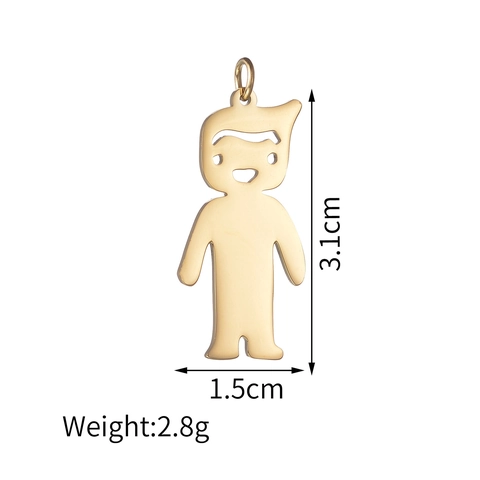 Stainless Steel Cartoon Boy Girl Pendants DIY Jewelry Making Gold Silver Plated Zirconia Person Charms For Necklace Gift