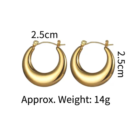 Dikke Oorringen 18K Verguld Roestvrij Staal Minimalistische Halve Maan Gepolijste Sieraden Met 18K Goud Oorbelsteker